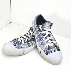 Airwalk Fabric Sneakers Low-Cut Blue White Purple Black Plaid Women's Size 7